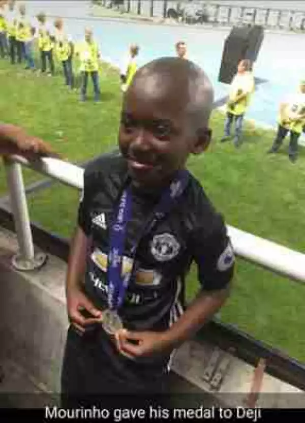 Jose Mourinho Gave His UEFA Super Cup Winners Medal To A Nigerian Boy (Photos)